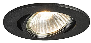 Qazqa - Modern Smart Einbau Spot schwarz kippbar inkl. Wifi GU10 - Cisco Dimmer I Dimmbar I Wohnzimmer I Schlafzimmer - Aluminium Rund - LED geeignet GU10