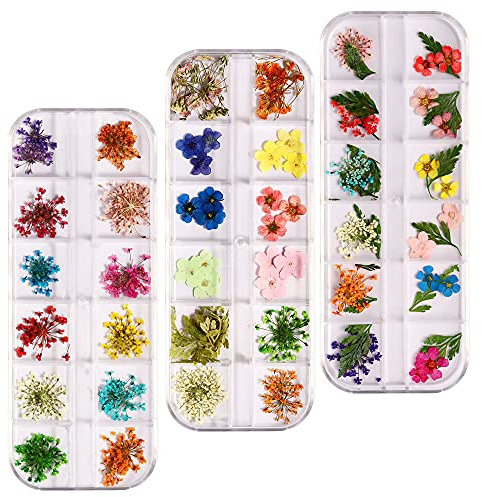 72 Stück Nagel Getrocknete Blume, Maniküre Nail Art Dekoration, Nail Art Trockenblumenset, 3 Schachteln Für Ein Produkt, Für Nail Art, Diy Kreative Geschenke, Diy Kreative Gemälde, Probensammlung