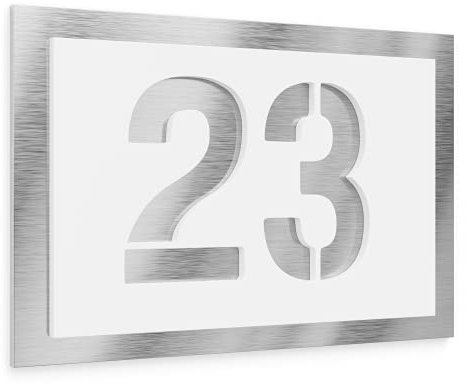Graviers Design Numero civico personalizzabile in vetro acrilico + acciaio inox V2A 215 x 150 mm Bianco, Resistente alle intemperie, Antiruggine, Targa per porta d’ingresso, Made in Germany
