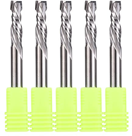 EU_HOZLY Lot de 5 fraises de compression Up&Down en carbure de tungstène 2 fraises à queue flûte 6 mm, diamètre de coupe de 6 mm, longueur de coupe de 22 mm, pour fraiseuse CNC