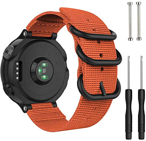 ACTECH Armband Kompatibel mit Garmin Forerunner 735XT/220/230/235/620/630/Approach S20 S5 S6, Nylon Strap Ersatzbänder Ersatz (Orange)