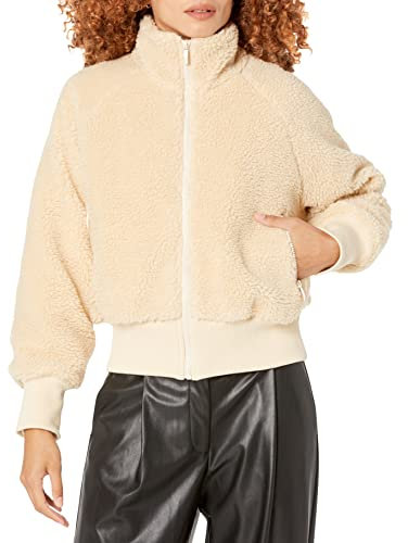 The Drop, giacca bomber da donna Lee, in pile Sherpa, color sabbia, XXS