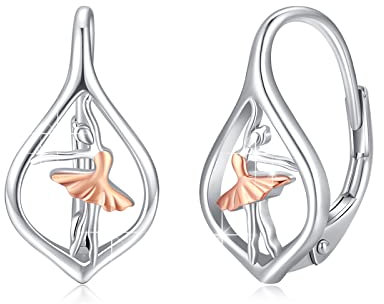 Ballerina Ohrringe für Damen 925 Sterling Silber Ballett Band Ohrring Ballett Creolen Ohrringe Schmuck Geschenke für Frauen Mädchen Tochter Freund