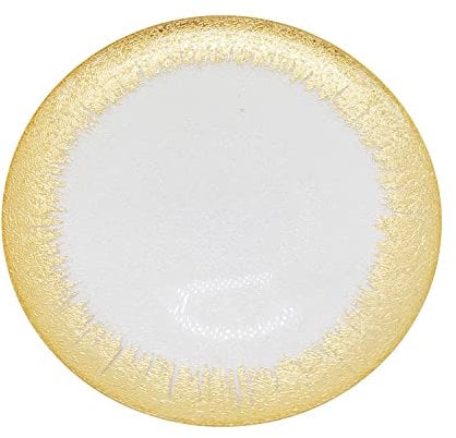 WedDecor Dekorativer Glasteller mit goldfarbenem Rand für Tafelaufsatz, Präsentation, Speiseteller-Set, Hochzeiten, Bankette, Weihnachtsfeiern, Tischdekorationen, 1 Stück