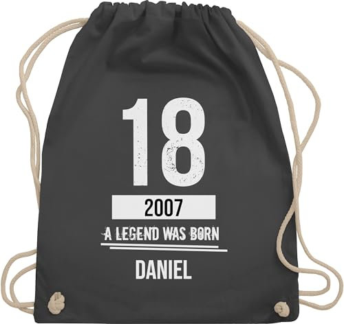 Turnbeutel Rucksack - 18. Geburtstag - A Legend was Born 2007 - weiß - Unisize - Dunkelgrau - spass zum 18.geburtstag 18 2005 stoffbeutel personalisierte geschenke junge 18ter 2006 beutel 18.ten