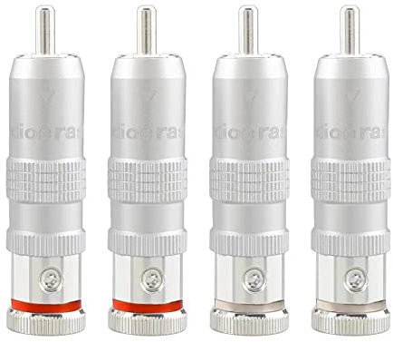 Brollitest 4PCS Silver Plated RCA Male Plug, RCA Plug Welded Adapter with Cable Cross Section Up to 9MMfor DIY HIFI Cable Up to 9mm Audio Connector