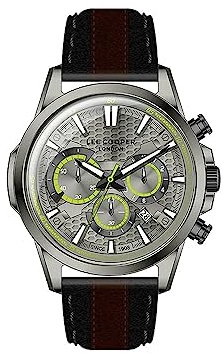 Lee Cooper Herren Analog Quarz Uhr mit Leder Armband LC07493.061
