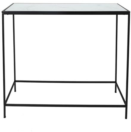 HOME DECO FACTORY The Bandeja de imitación de mármol Felicity, Madera de ingeniería, Negro, 100 x 35 x 80,5