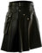 Kilt écossais en cuir synthétique pour homme, style gothique, punk, jupe mi-longue, festival, style moyen-âge, style traditionnel écossais, écossais, kilt écossais à carreaux, Noir , XXL