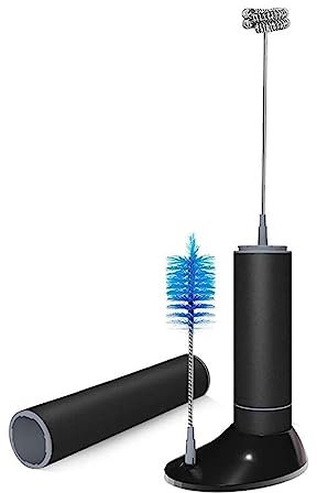 MOBAAK Espumador De Leche Espumador De Leche Eléctrico, Batidor De Espuma De Mano, Cabezal De Batidor De Resorte De Acero Inoxidable con Pilas Espumador Leche