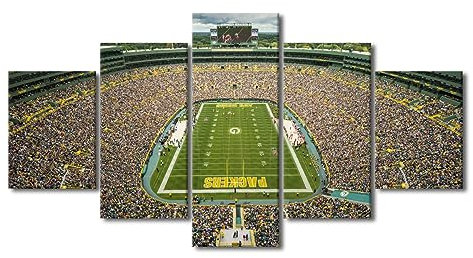 Fußballstadion Wandkunst Leinwand Lambeau Feld Bilder Green Bay Wandbild für Schlafzimmer Wandkunst für Wohnzimmer Moderne Wohnkultur Büro Poster Gerahmte Wandkunst fertig zum Aufhängen, 152,4 cm B x