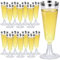 Huiyoulan 25 Pezzi Flute Plastica con Bordo Argentato, 150ml Flute da Champagne in Plastica, Calici da Vino, Calice Trasparente Elegante Impilabile, Perfetto per Feste, Matrimoni, Compleanni