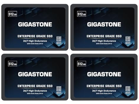 Gigastone 512GB SSD Festplatte (4er-Pack) TLC Hohe Dauerhaltbarkeit SSD für 24/7 Dauerbetrieb NAS-Systeme RAID 2,5 Zoll SATA III Internes Festkörper-Laufwerk NAS Caching