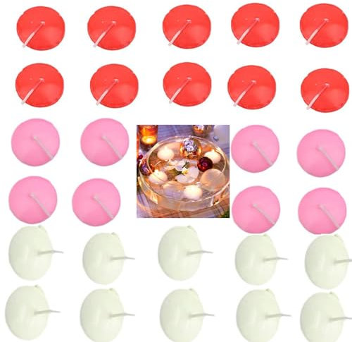 Bougies Flottantes,30 Pièces Bougies Flottantes Premium,Petites Bougies Flottantes,Bougies décoratives flottantes,pour Fête de Mariage Piscine Spa Saint-Valentin Noël
