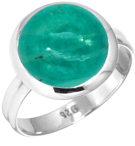 Jeweloporium 925 Silber Ringe für Frauen Grün Natürlich Amazonit mit Stein Boho Silber Ringe Größe 56(17.8) Weihnachten - Geschenk Handgefertigt Schmuck