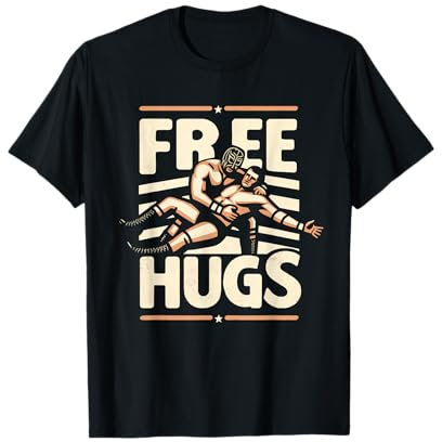 Lucha Libre Wrestling Funny Free Hugs Zitat Masked Wrestlers T-Shirt