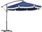 Outsunny 8-Streifen-Sonnenschirm mit seitlicher Kurbel und Kreuzfuß, Stahl- und Polyester-Gartenschirm, Ø295x260 cm, dunkelblau