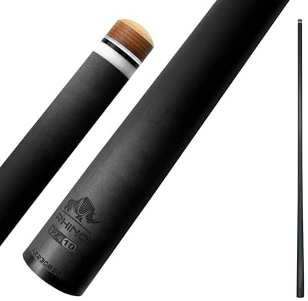 RHINO - 76.2 cm 3/8-10 Carbon Pool Queue Single Shaft Tip 12.4mm Low Deflection Technology Ultra-Smooth, Pro Taper, Easy to Play