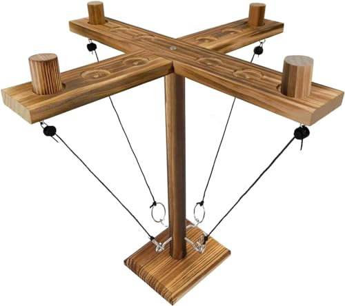 Trinkspiel Holz Pendel,Haken Spiel,Ring Toss Hook und Ring Indoor,Toss Haken und Ring Spiel,Ring Toss Game,Ringwurfspiel aus Holz,Hook Toss Battle Game,Haken-Ring-Wurfspiel