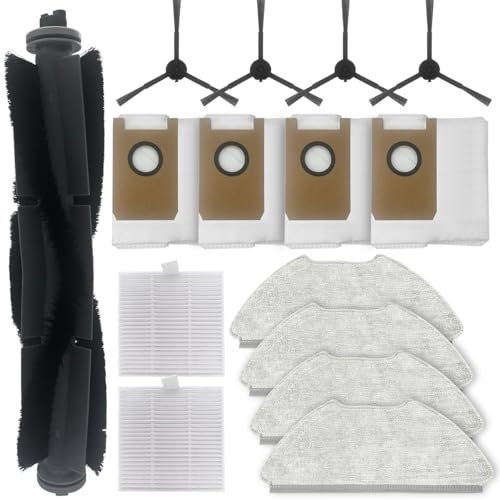 HomeTimes Ersatzteile für AIRROBO T20 Saugroboter Ersatz Zubehör mit 1 Gummibürste 2 HEPA-Filter 4 Seitenbürsten 4 Staubbeutel 4 Mop 15tlg.