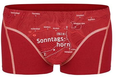 EIN SCHÖNER FLECK ERDE. Herren Boxershorts - Shorts, Print, Bio-Baumwolle Sonntagshorn (Kaminrot) L