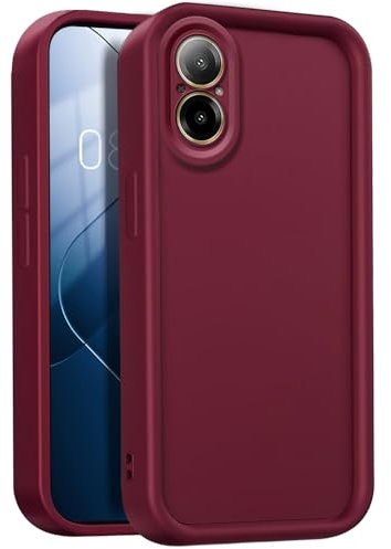 GOGME Coque pour Realme C67 4G, Housse de Protection Intégrale en Silicone TPU Doux, Étui Antichoc Anti-Poussière - Vin Rouge