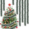 Guirnalda de Oropel de Navidad, CIYIN 2m*5pcs Espumillon Arbol Navidad Verde, Oropel de Navidad Decoración Colgante, Adornos de Navidad para el Arbol para Escaleras Paredes Ventanas Fiestas