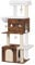 Hzuaneri 130 cm Torre para Gatos, 2 Cuevas para Gatos con Camas Acolchadas, Muebles para casa de Gato con 4 rascadores, Plataformas Grandes, rascador de Madera, Marrón Vintage MS13201WT