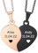 MeMeDIY 2 Stück Personalisierte Herz Puzzle Kette mit Gravur für Damen Herren Freundin Freund Paar Kette Freundschaftskette Silber Gold Schwarz Farbe -D2
