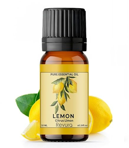 Revura Lemon Essential Oil for Aromatherapy | 100% Pure Natural Oil for Diffuser & Massage | Perfect for Diffuser, Shower, Bath | Candle Making, Soap | Vegan | 10ml (Pack of 1)