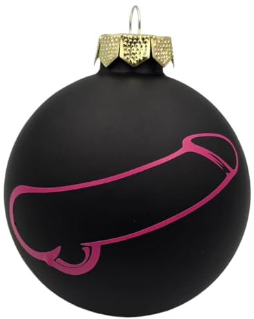 Glas-Christbaumkugel, Matt oder glänzend, 6 cm, Verschiedene Motivfarben, Penis (Schwarz)