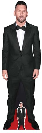 CS1170 Star Cutouts Lionel Messi Black Suit Lifesize Cardboard Cutout with Mini – 170cm Football Legend Standee Party Decoration & Fan Display