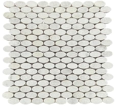 Tuqco GmbH (10 Fliesen) Mosaik Fliese Marmor Naturstein Ellipse Carrara Antik Marmor Mosaik Marble für BODEN WAND BAD WC DUSCHE KÜCHE FLIESENSPIEGEL THEKENVERKLEIDUNG BADEWANNENVERKLEIDUNG