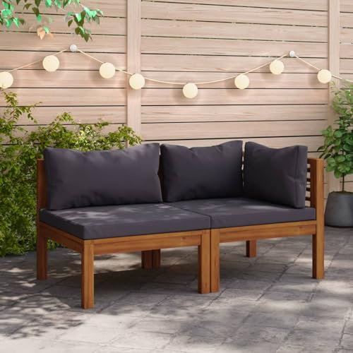 Xichuzi 2-TLG. Sofa-Set mit Dunkelgrauen Kissen, Schlafsofa, Sofa Jugendzimmer, Jugendsofa, Couch Für Jugendzimmer, Sofas Fürs Zimmer, Couch, Akazie Massivholz