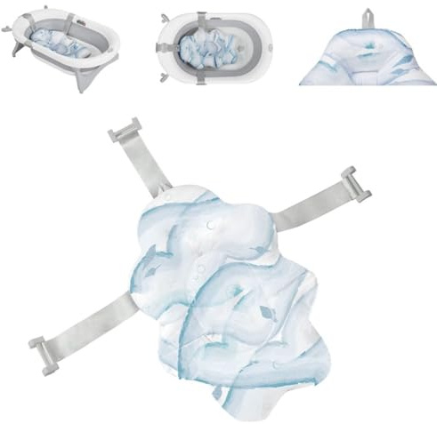 Kikkaboo Baby Badekissen Nubo Wannenauflage Badehilfe Kunststoff-Clips ab Geburt hellblau