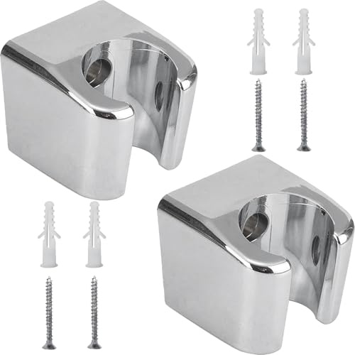2 Stück Duschkopfhalterung, Duschhalterung mit Schrauben Duschbrause Halterung Handbrause Halterung Duschkopf Halterungen Silber Shower Holder Kompatibel mit Den Meisten Duschköpfen (Einzel-Steckplatz