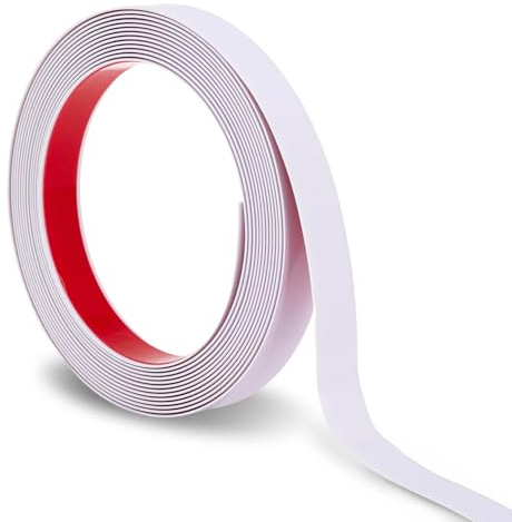 Modanatura autoadesiva da 20 mm x 6 m, flessibile in PVC, protezione per | Per finestre, telai di porte, specchi, piani di lavoro e bordi dei mobili, bianco