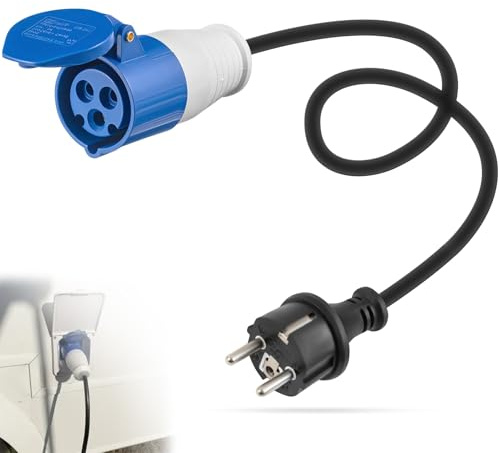 H07RN-F 3G2.5 Adaptador Caravana, 35cm Cable CEE con Protección Contacto, 2 Pines Conector Autocaravana, 230V 16A Enchufe Schuko, Adaptador IP44 para Camping, Exteriores, Barcos Conexión