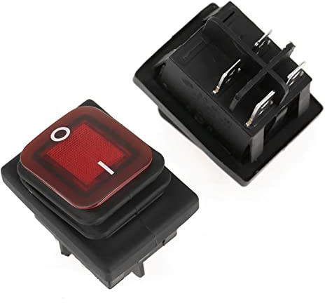 Aramox Interruptor Basculante Impermeable, Encendido y Apagado de 2 Posiciones con Luz Indicadora, Interruptor de Palanca para Barco de 4 Pines, IP67 para 220 V, Juego de 4 Piezas de