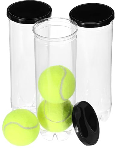 HOMOBABE 3 Stück Tennisballhalter Transparent Aus Kunststoff Tennisball Behälter Mit Deckel Tragbare Aufbewahrungsflasche Für Tennisbälle Und Tischtennisbälle Für Sport Training Und Ordnung