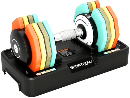 SPORTNOW Verstellbare Hantel 5-25 kg mit Ablagefach, Rutschfest Griff | Schnelleinstellung, Platzsparend Kurzhantelset, Kurzhanteln, Dummbell Set für Zuhause, Fitnessstudio