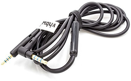 vhbw Audio AUX Kabel kompatibel mit Bose QuietComfort QC-25 Kopfhörer | Audiokabel 3,5 mm Klinkenstecker, Mikrofon, Rufannahme-Taste, 150 cm Schwarz