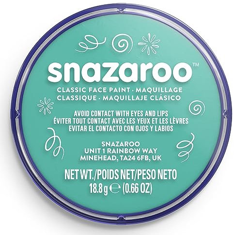 Snazaroo 1118377 Schminkfarbe - Meerblau, 18ml Topf - hautfreundliche Gesichtschminke auf Wasserbasis, wasservermalbar, parabenfrei, Face & Bodypaint Farbe für Kinder & Erwachsene