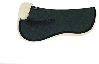 Engel Reitsport | SAKIS1-S-GRU-MED | Sattelkissen mit echtem Merino Lammfell | Fellrand vorne | Steppstoff grün Fell med. | Grösse S