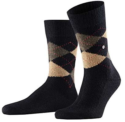 Burlington Men's Preston M So Warm Soft Patterned Socks 1 Pair, Black-Sahara 3014, 6.5-11