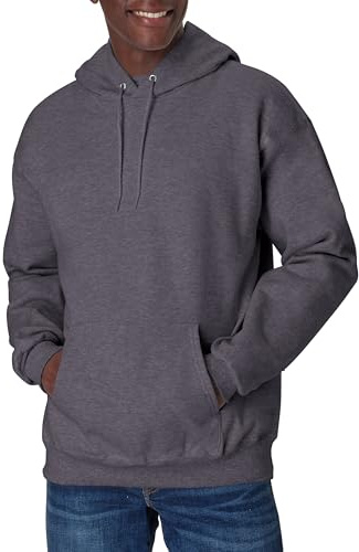 Hanes Men's Ultimate Cotton Heavyweight Pullover Hoodie Sweatshirt, Charcoal Heather, Large