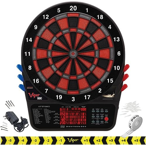 Viper by GLD Products 800 Regulation Size Electronic Dartboard, Featuring 57 Game options for up to 16 players, Enhanced Scoring Experience with Ultra-Thin Spider Segments to Reduce