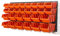 Plastic tool board with set of 28 storage bins in 2 sizes