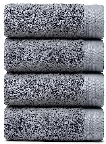 Weidemans Premium Towel Set of 4 Hand Towels 18 x 30 Color: Dark Grey |100% Cotton|4 Ultra Soft and Highly Absorbent Hand Towels for Bathroom, Gym, Hotel, Spa, Machine Washable