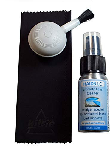 HAIDS Objektiv Linsen Reiniger Set - Optik Reinigungsflüssigkeit, Pinsel Blasebalg, Reinigungs-Tuch